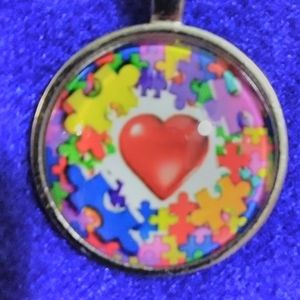New, Autism Awareness Cabochon Necklace